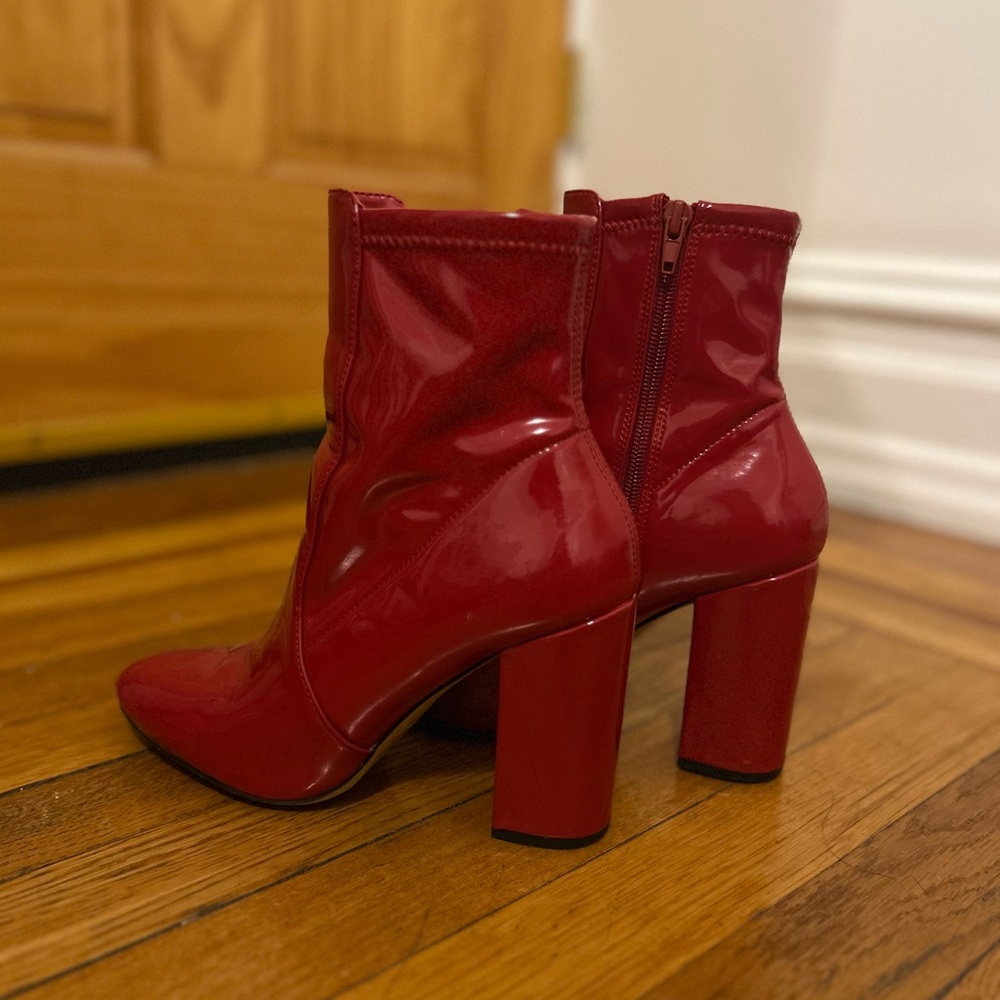 Red Patent Leather Ankle Boots